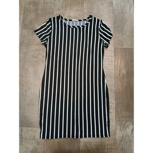 Prospect Blvd Short Sleeve Striped T-Shirt Dress Black White Size Large